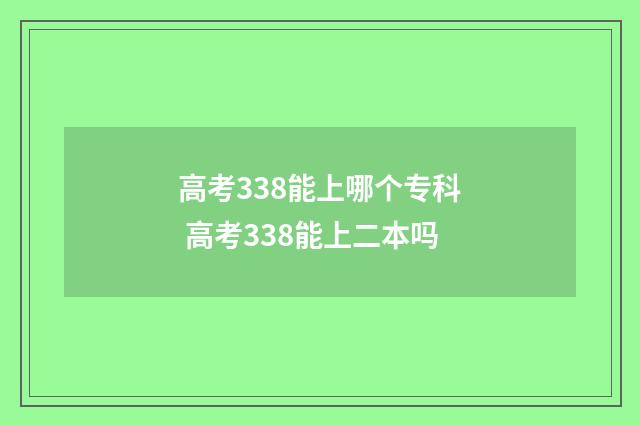 高考338能上哪个专科 高考338能上二本吗