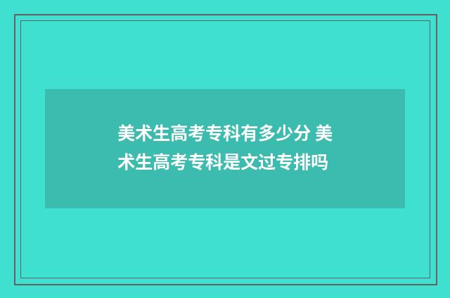 美术生高考专科有多少分 美术生高考专科是文过专排吗
