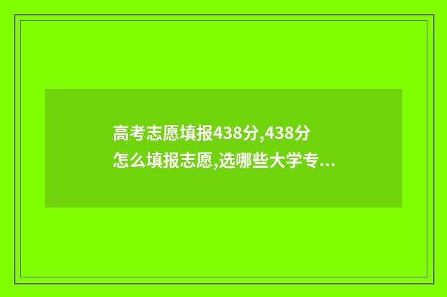 高考志愿填报438分,438分怎么填报志愿,选哪些大学专业好 高考志愿填报432物化地