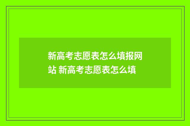 新高考志愿表怎么填报网站 新高考志愿表怎么填