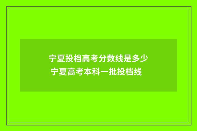 宁夏投档高考分数线是多少 宁夏高考本科一批投档线