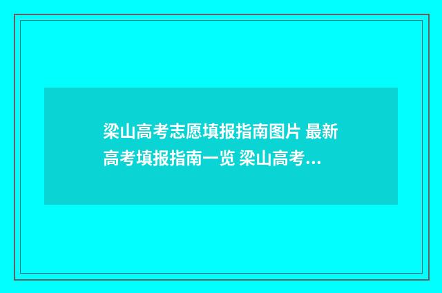 梁山高考志愿填报指南图片 最新高考填报指南一览 梁山高考志愿填报机构手机号码
