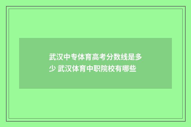 武汉中专体育高考分数线是多少 武汉体育中职院校有哪些