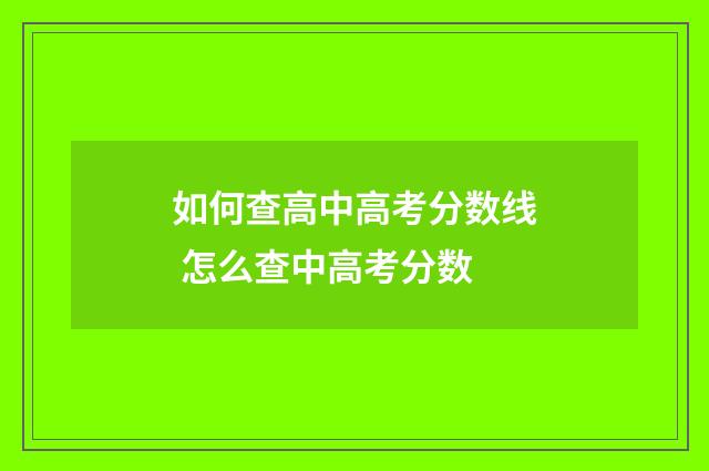 如何查高中高考分数线 怎么查中高考分数