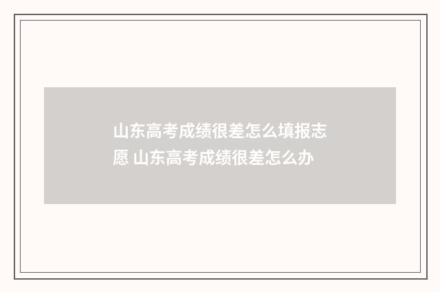 山东高考成绩很差怎么填报志愿 山东高考成绩很差怎么办