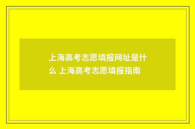 上海高考志愿填报网址是什么 上海高考志愿填报指南