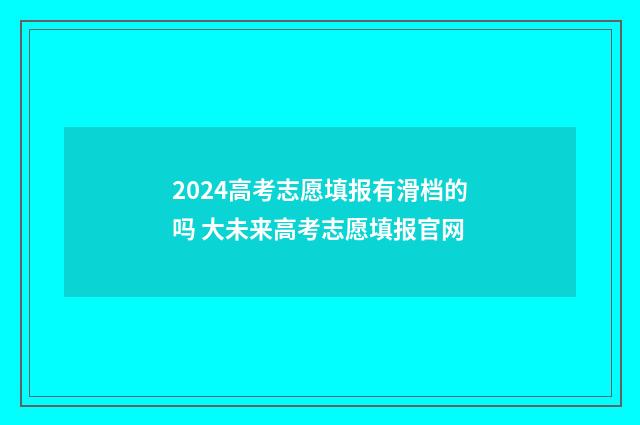 2024高考志愿填报有滑档的吗 大未来高考志愿填报官网