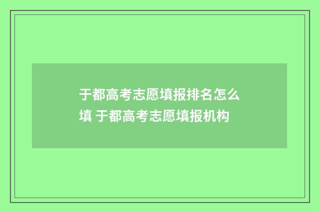 于都高考志愿填报排名怎么填 于都高考志愿填报机构