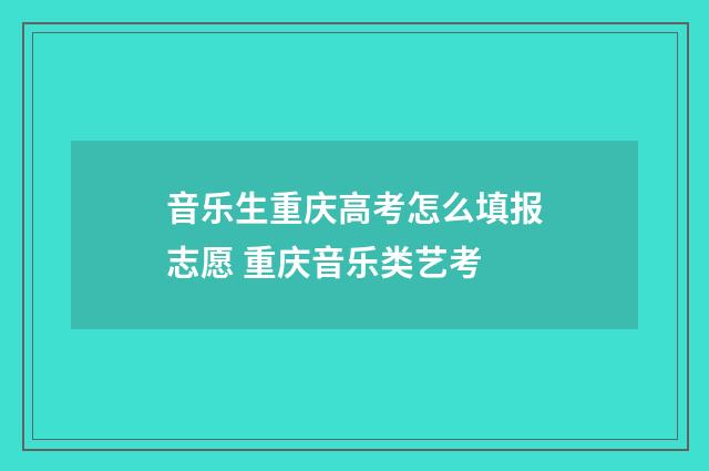 音乐生重庆高考怎么填报志愿 重庆音乐类艺考
