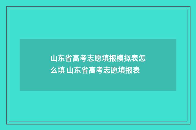 山东省高考志愿填报模拟表怎么填 山东省高考志愿填报表