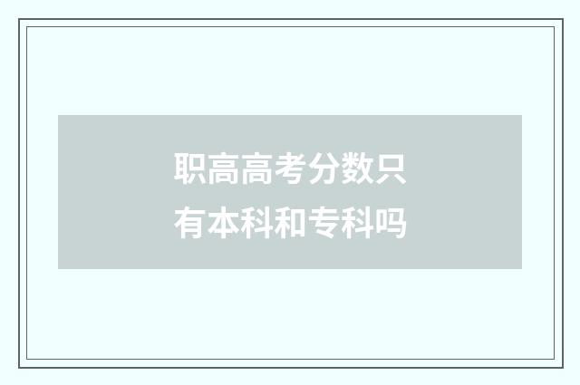 职高高考分数只有本科和专科吗