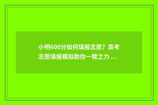 小明600分如何填报志愿？高考志愿填报模拟助你一臂之力 小明到底考了多少分呢