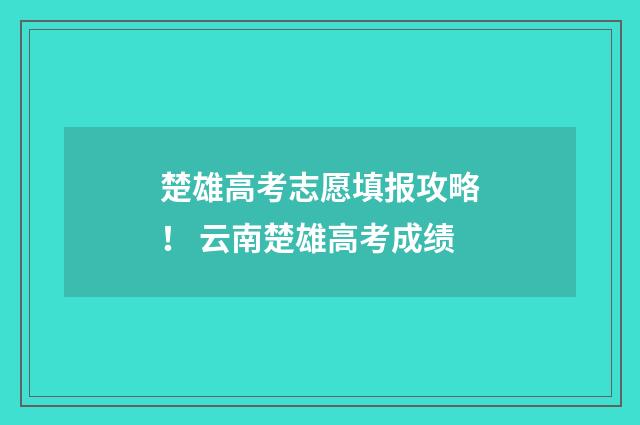 楚雄高考志愿填报攻略！ 云南楚雄高考成绩