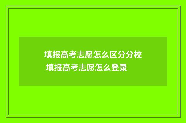 填报高考志愿怎么区分分校 填报高考志愿怎么登录