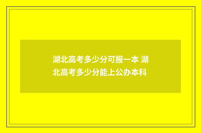 湖北高考多少分可报一本 湖北高考多少分能上公办本科