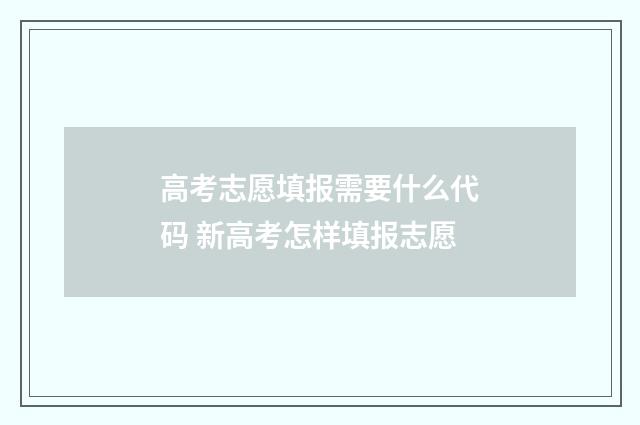 高考志愿填报需要什么代码 新高考怎样填报志愿