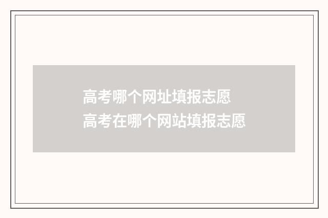 高考哪个网址填报志愿 高考在哪个网站填报志愿