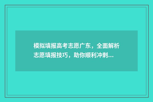 模拟填报高考志愿广东，全面解析志愿填报技巧，助你顺利冲刺理想大学！ 模拟填报高考志愿时间