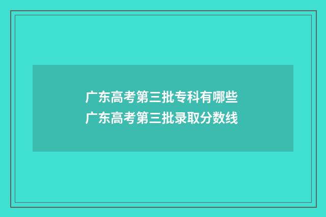 广东高考第三批专科有哪些 广东高考第三批录取分数线