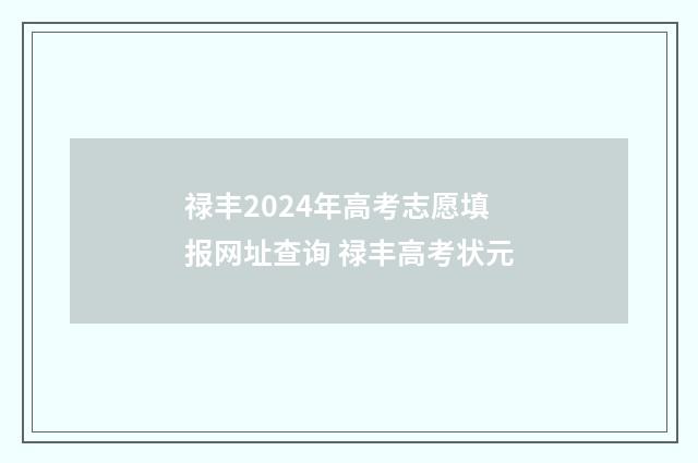禄丰2024年高考志愿填报网址查询 禄丰高考状元
