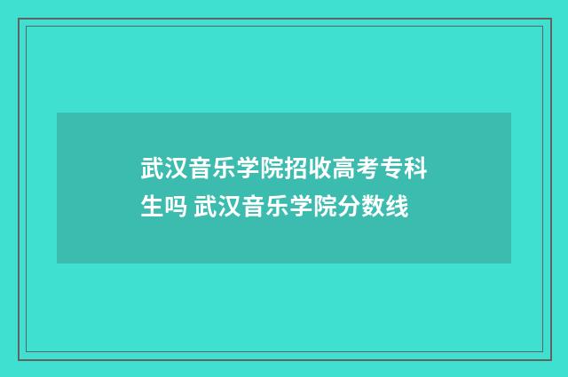 武汉音乐学院招收高考专科生吗 武汉音乐学院分数线