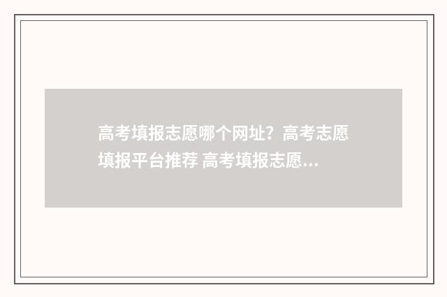 高考填报志愿哪个网址?高考志愿填报平台推荐 高考填报志愿哪个app好