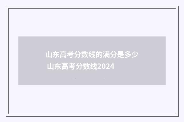山东高考分数线的满分是多少 山东高考分数线2024