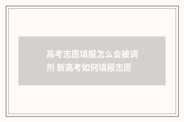 高考志愿填报怎么会被调剂 新高考如何填报志愿