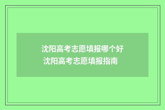 沈阳高考志愿填报哪个好 沈阳高考志愿填报指南