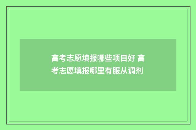 高考志愿填报哪些项目好 高考志愿填报哪里有服从调剂