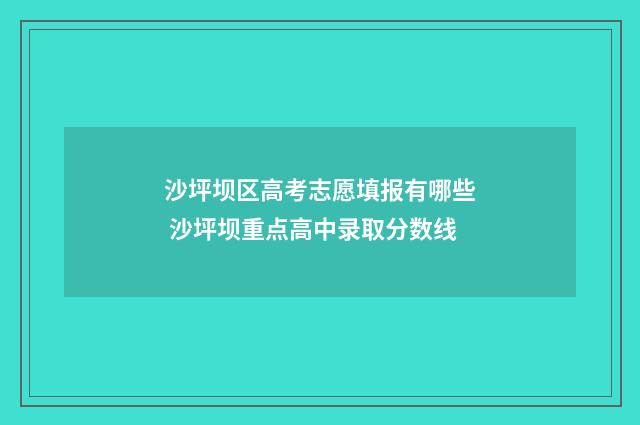 沙坪坝区高考志愿填报有哪些 沙坪坝重点高中录取分数线