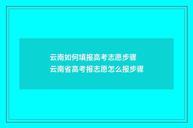 云南如何填报高考志愿步骤 云南省高考报志愿怎么报步骤
