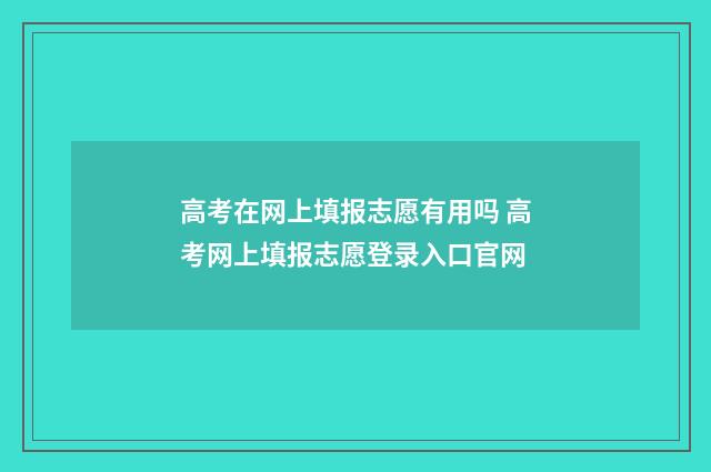 高考在网上填报志愿有用吗 高考网上填报志愿登录入口官网