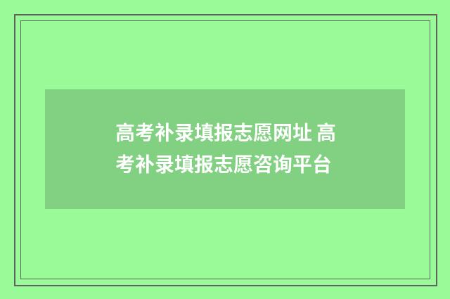 高考补录填报志愿网址 高考补录填报志愿咨询平台