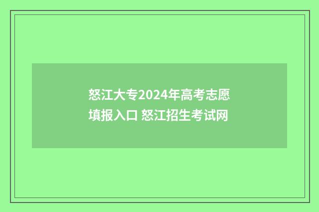 怒江大专2024年高考志愿填报入口 怒江招生考试网