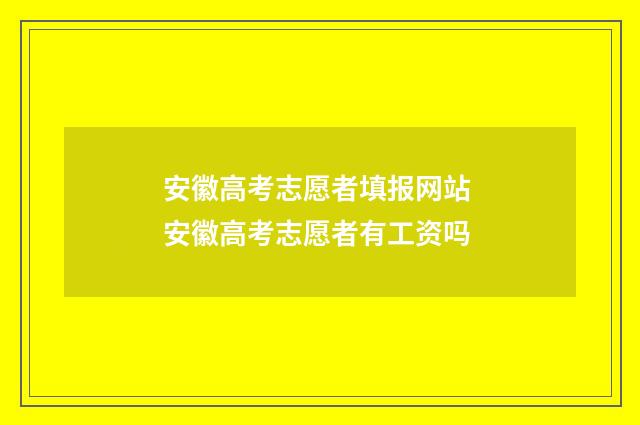 安徽高考志愿者填报网站 安徽高考志愿者有工资吗