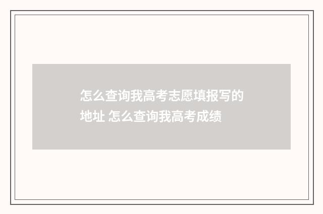 怎么查询我高考志愿填报写的地址 怎么查询我高考成绩