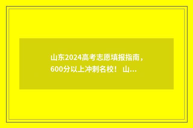 山东2024高考志愿填报指南,600分以上冲刺名校! 山东2024高考志愿填报