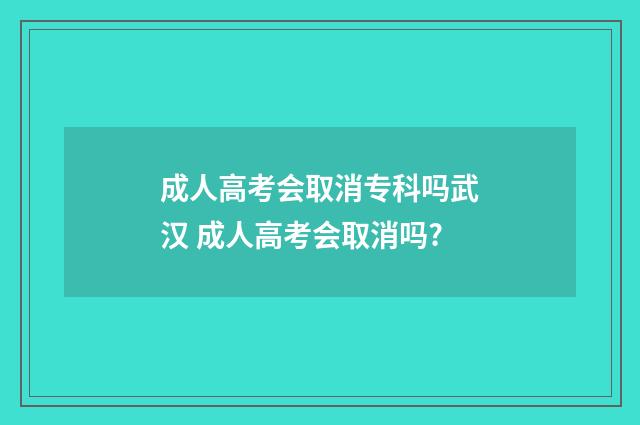 成人高考会取消专科吗武汉 成人高考会取消吗?