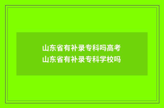 山东省有补录专科吗高考 山东省有补录专科学校吗