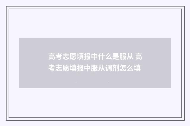 高考志愿填报中什么是服从 高考志愿填报中服从调剂怎么填