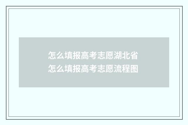 怎么填报高考志愿湖北省 怎么填报高考志愿流程图