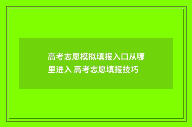 高考志愿模拟填报入口从哪里进入 高考志愿填报技巧
