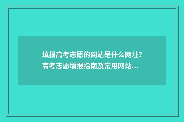 填报高考志愿的网站是什么网址？高考志愿填报指南及常用网站推荐 填报高考志愿的顺序重要吗