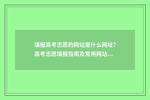 填报高考志愿的网站是什么网址？高考志愿填报指南及常用网站推荐 填报高考志愿的顺序重要吗
