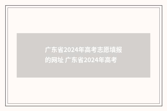 广东省2024年高考志愿填报的网址 广东省2024年高考