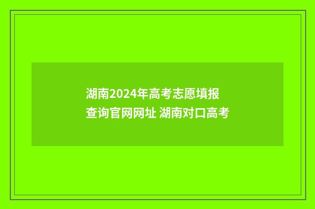 湖南2024年高考志愿填报查询官网网址 湖南对口高考