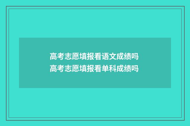 高考志愿填报看语文成绩吗 高考志愿填报看单科成绩吗
