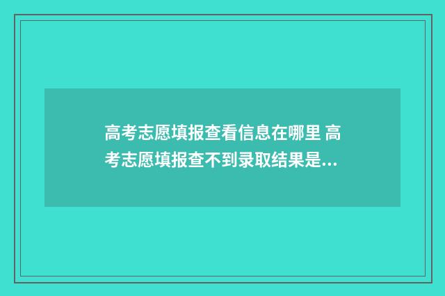 高考志愿填报查看信息在哪里 高考志愿填报查不到录取结果是不是没被录取