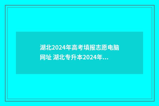 湖北2024年高考填报志愿电脑网址 湖北专升本2024年政策